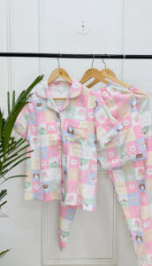 Dreamy Drapes Imported Premium 3-Piece Padded Night Suit – Pastel Patchwork
